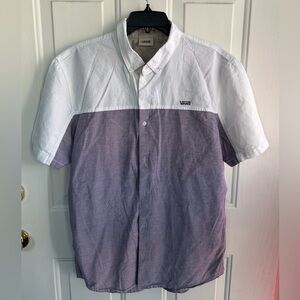 VANS Men’s Shirt White Lavender SIZE L Colorblock Button Down